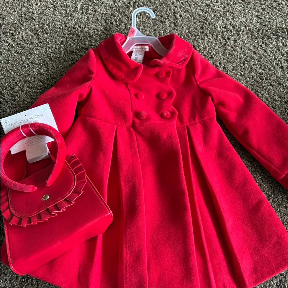 Catherine Malandrino Red Pea Coat for Kids